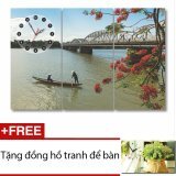 Đồng hồ tranh Cầu Tràng Tiền Dyvina 3T3060-49 + Tặng 1 đồng hồ tranh để bàn