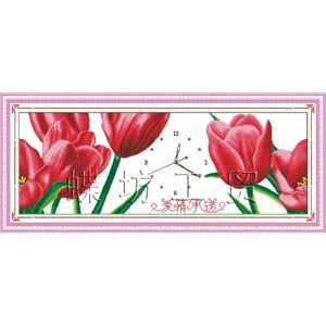 Đồng hồ tranh lọ hoa Tulip đỏ Dyvina