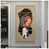 Đồng hồ tranh tráng gương phi hành gia khổ dọc 40 x 80 cm