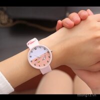 Đồng hồ trẻ em cho bé gái, phong cách Hàn Quốc, đơn giản và dễ thương, màu đen, trắng, hồng, màu sắc kẹo, thạch, tươi mới và thời thượng, cô gái mềm mại