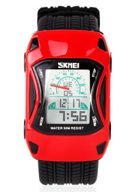Đồng hồ trẻ em dây nhựa Skmei 09TCK61 hình xe đua thời trang - Đen Mặt đỏ