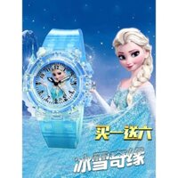 Đồng hồ trẻ em Elsa Princess phát sáng cho bé gái, phù hợp cho học sinh tiểu học, từ 6 đến 12 tuổi, hoạt hình Elsa, chỉ hiển thị thời gian