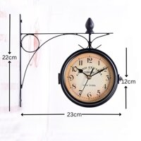 Đồng hồ treo tường 2 mặt màu trắng và đen cổ điển