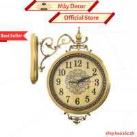Đồng hồ treo tường 2 mặt Vương Miện Nữ hoàng cao cấp cực sang hãng Mây Decor mã 16001