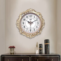 Đồng hồ treo tường Art Deco Đồng hồ thạch anh hoạt động bằng pin im lặng Châu Âu, Phòng khách sáng tạo hiện đại Nhà Retro Dễ dàng đọc Đồng hồ treo tường (16 inch)
