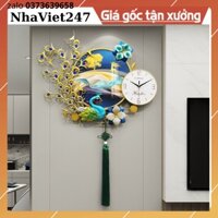 Đồng Hồ Treo Tường Chim Công-Mã 2900-Kt=75x65cm-tranh decor kim loại đẹp,rẻ-quà tặng ý ngĩa-hàng nhập khẩu -bh 5 năm