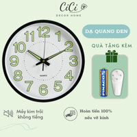 Đồng hồ treo tường Dạ Quang Đen Quartz thiết kế tinh tế, sang trọng, trang trí phòng khách Tặng pin và đinh
