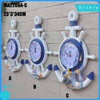 Đồng hồ treo tường Dickly - Bánh xe tàu & Chủ đề bãi biển hải lý - 33cm