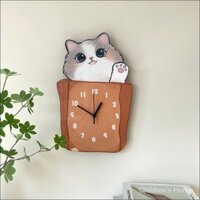Đồng hồ treo tường Đồng hồ treo tường Hoạt hình Mèo Đồng hồ trang trí hai chiều Đồng hồ treo tường Tắt tiếng Phòng trẻ em Đồng hồ cá nhân