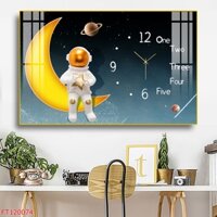 Đồng Hồ Treo Tường Du Hành Vũ Trụ Cho Phòng Bé Trai - Tranh Tráng Gương Gắn Kim Đồng Hồ Giá Rẻ