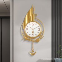 Đồng hồ treo tường hình thuyền buồm cho phòng khách, đồng hồ bánh xe tàu thời trang, trang trí sang trọng mới 2023
