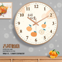 Đồng hồ treo tường hình tròn phòng khách tươi mát tốt lành, tắt tiếng, quét giây, mọi thứ như ý, phong cách Bắc Âu, đồng hồ phòng ngủ sáng tạo, treo tường