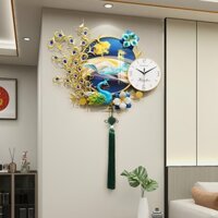 Đồng Hồ Treo Tường Hoạ Tiết Chim Công-Mã 2900-Kt=75x65cm-tranh decor kim loại đẹp,rẻ-quà tặng ý ngĩa-bh 5 năm