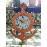 Đồng hồ treo tường mỏ neo gỗ gõ tự nhiên mẫu mới cao 60cm