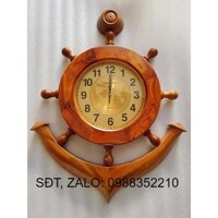 Đồng hồ treo tường mỏ neo gỗ cẩm lai hàng thủ công cao cấp