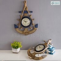 Đồng hồ treo tường mỏ neo phong cách biển tông nâu [Gỗ - tặng Pin] DONGHO-05 TAN