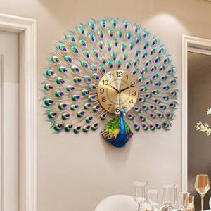 Đồng Hồ Treo Tường Trang Trí Chim Công Ngũ Sắc DH912V