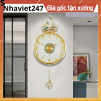 Đồng Hồ treo tường trang trí cặp thiên nga,có quả lắc-đồng hồ bắc âu đơn giản,sang trọng,ấn tượng