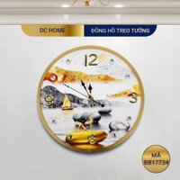 Đồng hồ treo tường trang trí phòng khách- Đồng hồ đính đá pha lê kim trôi sang trọng size 30x30 mã BB17734