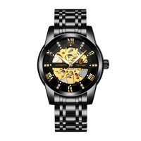 Đồng hồ tự động bằng thép rỗng thời trang TEVISE-Màu đen