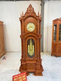 Đồng Hồ Tứ Trụ Vuông Gỗ Hương Đá cao 2M35 HD5100