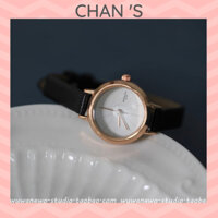 Đồng Hồ Ulzzang BARSH chính hãng màu nâu đen dây da ( không số) mặt tròn dành cho nữ