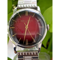 Đồng hồ Unisex Citizen cơ cót 17 jewels mặt màu đỏ, dây chun của Nhật