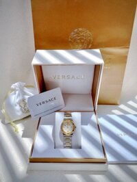 Đồng hồ Versace Greca nữ dây kim loại demi gold fake 11 27mm