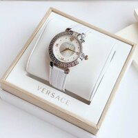 Đồng Hồ Versace V16010017 Mặt Tròn  Siz 35mm Máy Thuỵ Quartz (Pin) Kính Sapphiare Dây Da Trắng Silver Siz 35mm