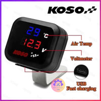 Đồng Hồ Vôn Kế KOSO 3 Trong 1 Với Cổng Sạc USB Và Màn Hình Hiển Thị Kép Gắn Xe Máy
