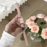 Đồng Hồ Vuông Kiểu Pháp Thanh Lịch Cổ Điển Nhẹ Nhàng Với Thiết Kế Dây Đeo Da Mảnh