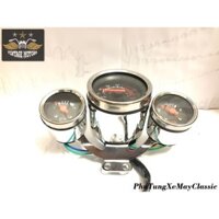 ĐỒNG HỒ XE MÁY CLASSIC - Đồng hồ 3 cốc, có báo km báo xăng,báo bình điện -PTVT