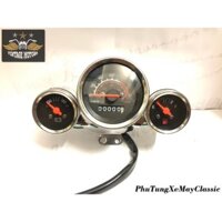 ĐỒNG HỒ XE MÁY CLASSIC - Đồng hồ 3 cốc, có báo km báo xăng,báo bình điện