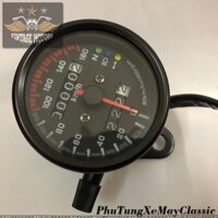 ĐỒNG HỒ XE MÁY - Đồng hồ độ đo km classic màu mạ inox có đèn báo 3 chức năng cơ bản