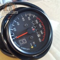 ĐỒNG HỒ XE MÁY - Đồng hồ độ đo km classic màu đen có kèm báo số và 2 đèn báo chức năng cơ bản
