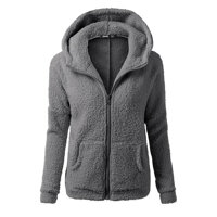 Đông Hưng Nữ Lông Cừu Ấm Áp Áo Hoodie Phối Khóa Kéo Lên Áo Liền Quần Áo Khoác Áo Khoác Ngoài Plus Size Nữ