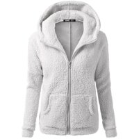 Đông Hưng Nữ Lông Cừu Ấm Áp Áo Hoodie Phối Khóa Kéo Lên Áo Liền Quần Áo Khoác Áo Khoác Ngoài Plus Size Nữ