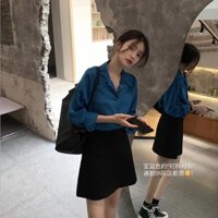 Dòng Muối Công Nghiệp Nặng Lụa Satin Dài Tay Áo Sơ Mi Nữ Thời Trang Pháp Retro Top Tất Cả Trận Đấu Áo Sơ Mi
