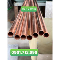 Đồng ống đỏ phi 8mm , dày 1mm ( đường kính lỗ phi 6mm ) cây thẳng dài 1m