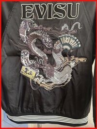 ♞Đồng phục bóng chày thêu hai mặt Evisu Áo khoác nam mới trong năm con rắn COD
