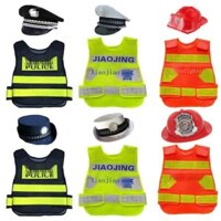 Đồng phục cảnh sát trẻ em đóng vai mẫu giáo giao thông phản quang vest bé trai và bé gái đạo cụ lính cứu hỏa trang phục