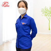 Đồng phục đoàn viên thanh niên Việt Nam dành cho nữ có chiết 4 ben eo, tay dài và tay ngắn, thêu logo cờ đỏ sao vàng - Tay dài - L 45-50kg