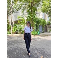 Đồng phục học sinh nữ cấp 2,3 - Quần tây học sinh nữ cạp cao 2 nút Xanh đen và Đen