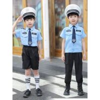Đồng phục quân đội trẻ em mới, trang phục biểu diễn cảnh sát giao thông nhí, đồng phục cảnh sát nhí tay ngắn