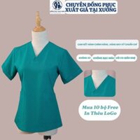 Đồng Phục Spa , Thẩm Mỹ Viện , Bộ Đồ Bác Sĩ Scrubs Điều Dưỡng Mẫu Cổ Tim vải cotton lạnh loại 1