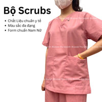 Đồng phục Spa y tế,Bộ scrubs Bác sĩ, phòng khám,bệnh viện,áo phẫu thuật VẢI LON NHẬT màu Hồng