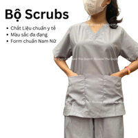 Đồng phục Spa y tế,Bộ scrubs Bác sĩ, phòng khám,bệnh viện,áo phẫu thuật VẢI LON NHẬT màu xám