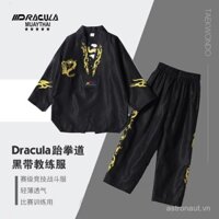 Đồng phục Taekwondo đen, đồng phục huấn luyện viên chuyên nghiệp, đồng phục tập luyện cho trẻ em đai đen, có thể tùy chỉnh