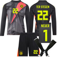 Đồng phục thủ môn 2425 Số 1 Neuer No. 22 Terstegen Áo thi đấu dài tay của thủ môn Đức Áo thi đấu đồng phục bóng đá màu đen
