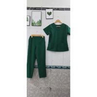 Đồng phục y tế, Spa, Thẩm Mỹ Viện màu xanh lá đậm vải cotton lạnh